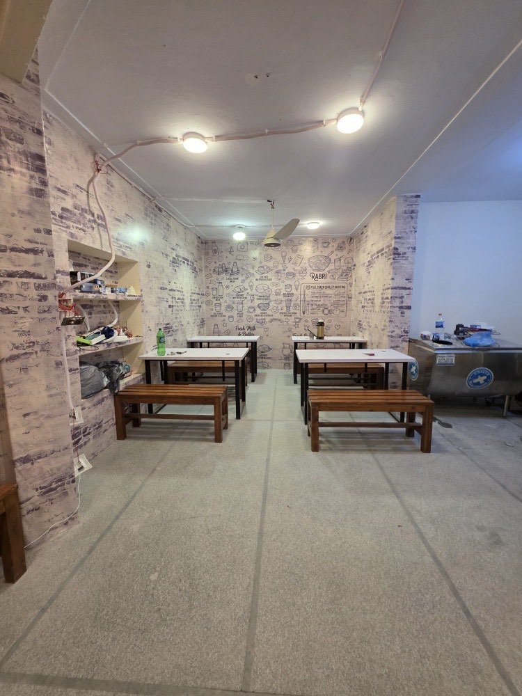 Counter with cow mural
